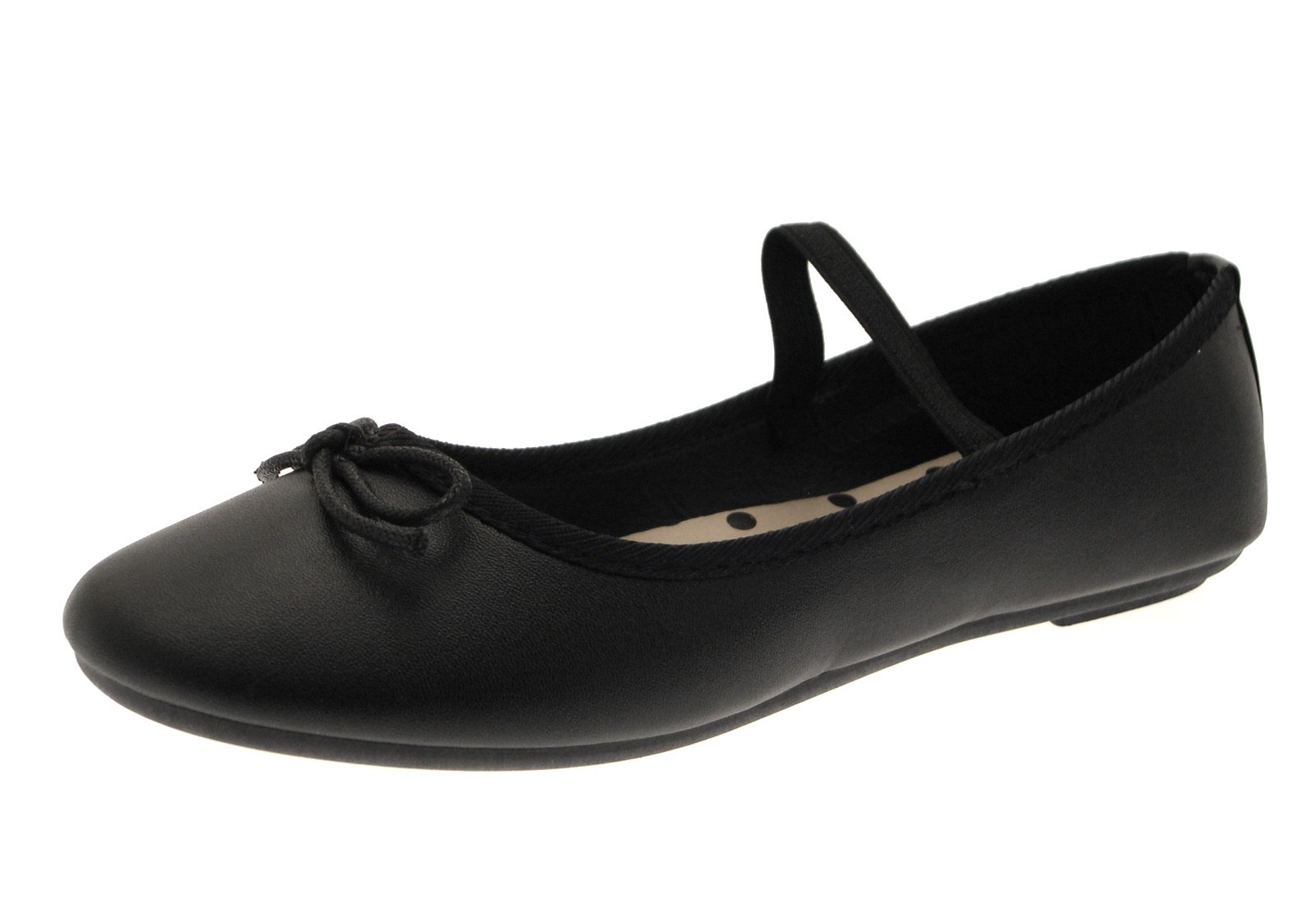 Womens Girls Flat Black Ballet Pumps Slip On Ballerinas Dolly Work